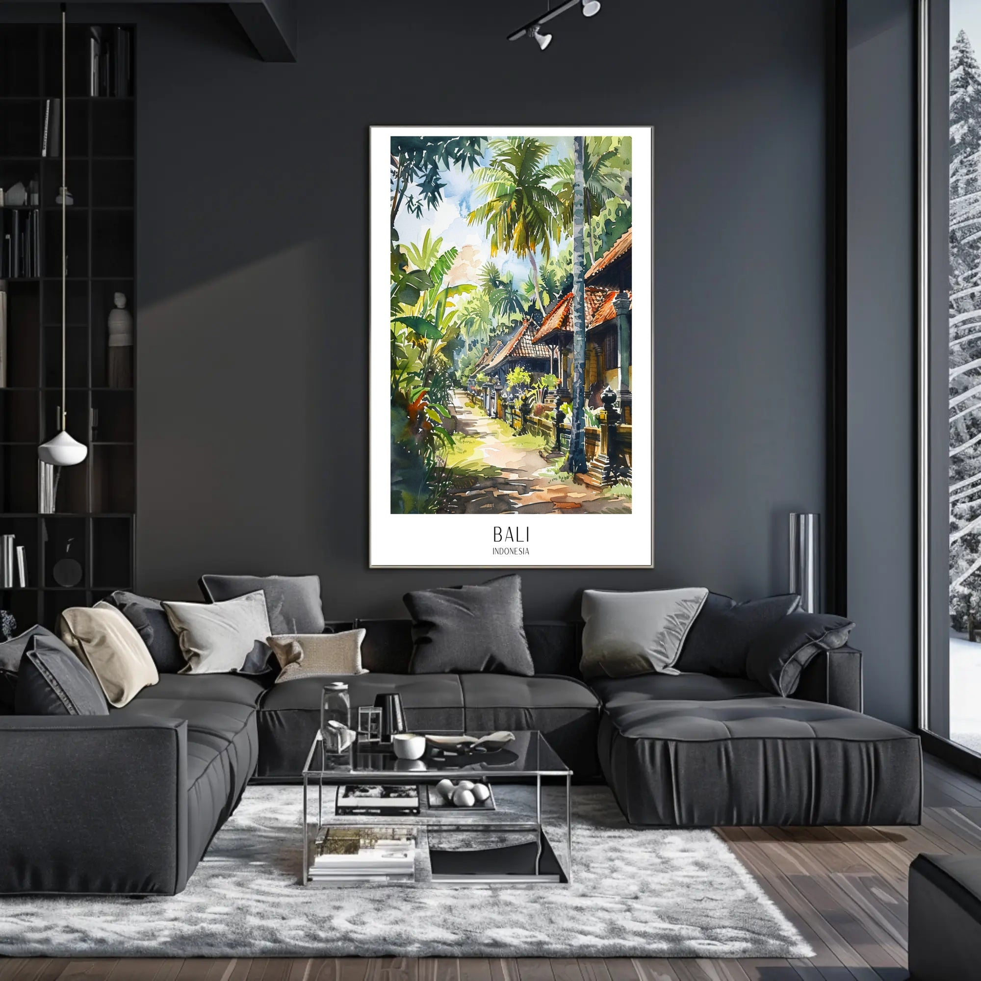 Balinese Tranquility: Traditional Street Scene Cultural Poster PosterGoat