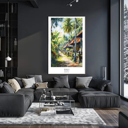 Balinese Tranquility: Traditional Street Scene Cultural Poster PosterGoat