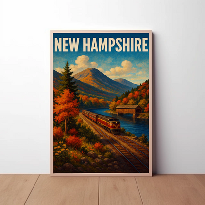New Hampshire Mountain Train Autumn Scenic Railway Travel Poster Travel Poster