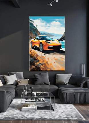 Modern Sports Car Adventure Coastal Road Travel Poster