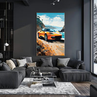 Modern Sports Car Adventure Coastal Road Travel Poster