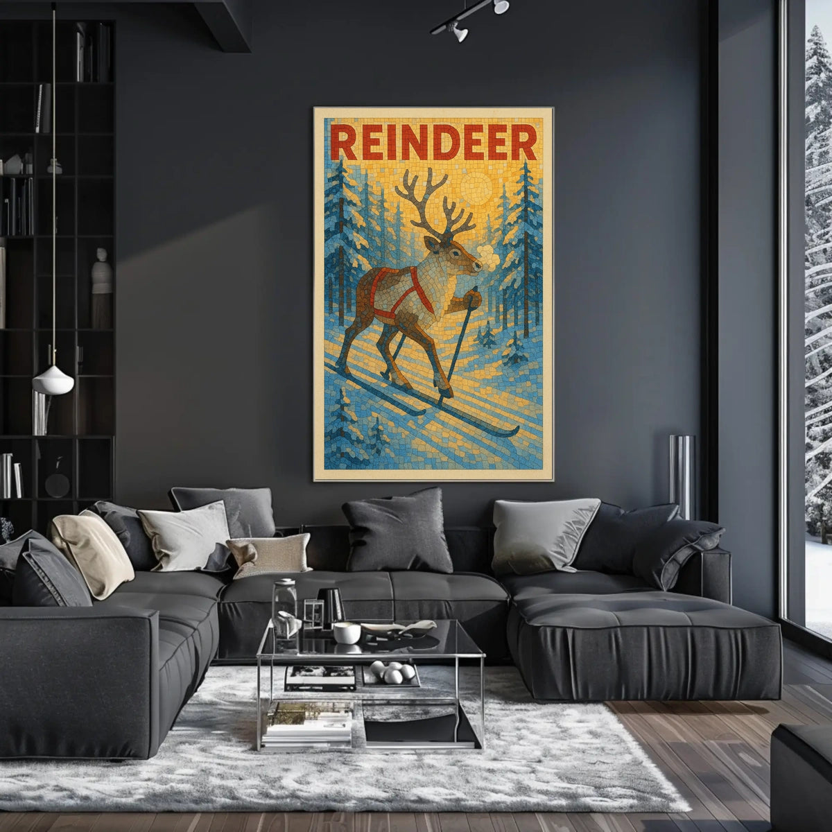 Reindeer On Skis Poster