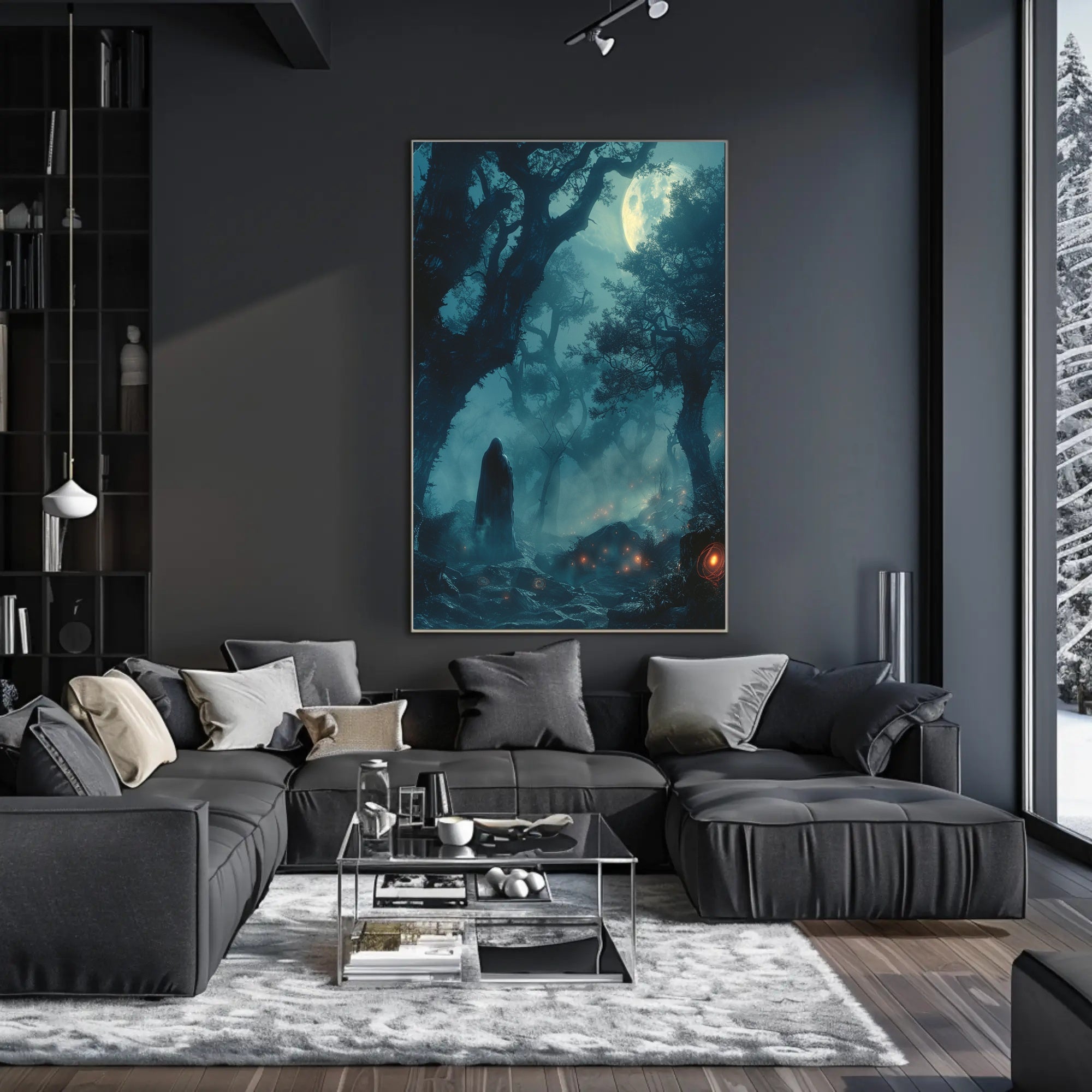 Enchanted Forest Under The Moonlight Art Print Poster PosterGoat