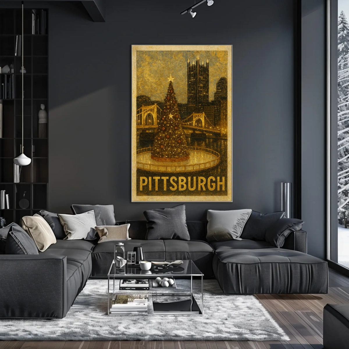 Pittsburgh Holiday Scene Poster