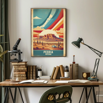 Peoria Arizona Desert Drive Vintage Travel Poster