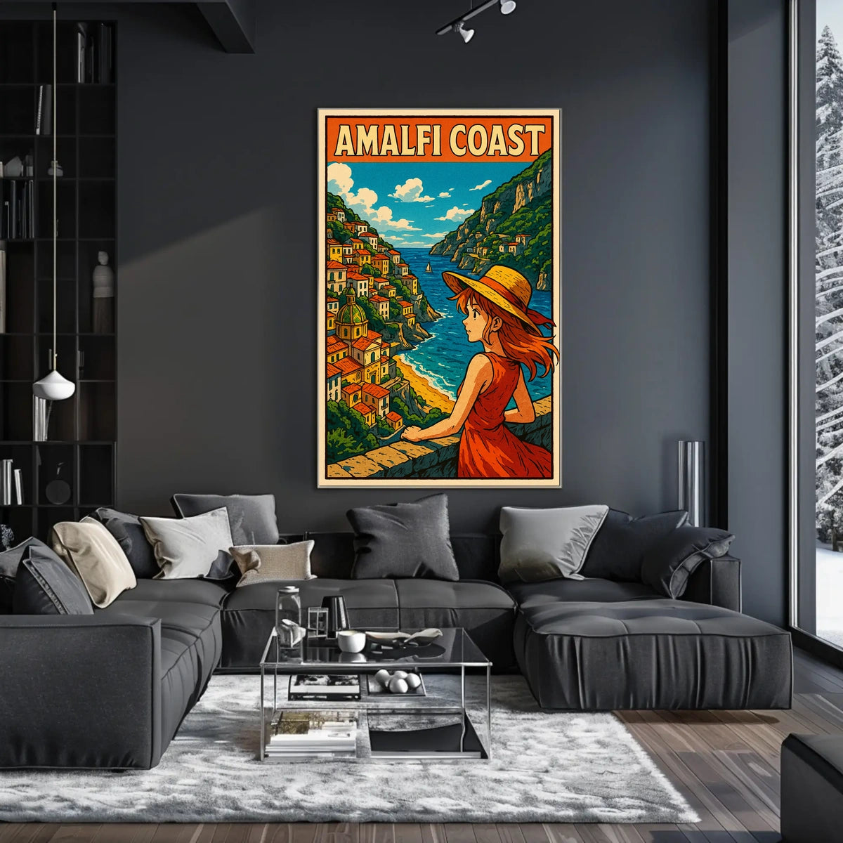 Amalfi Coast Illustration Poster Museum Quality Print