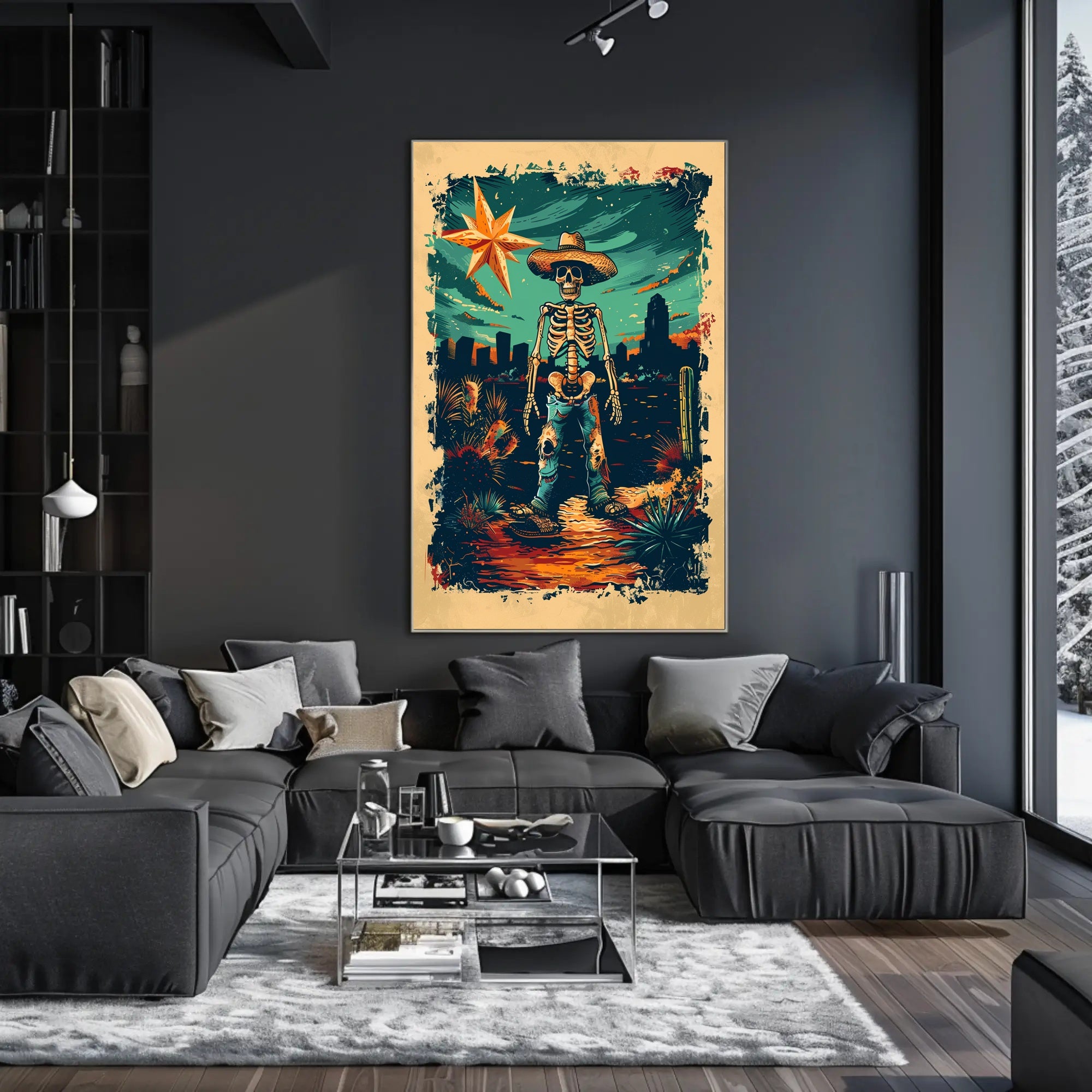 Desert Skeleton Cowboy Poster PosterGoat