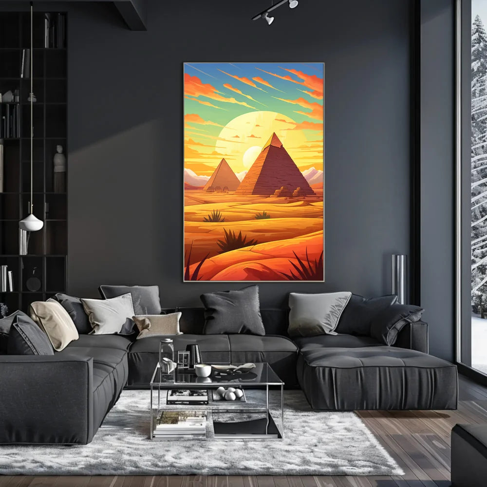Egyptian Pyramids Sunset Surrealism Art Poster Print