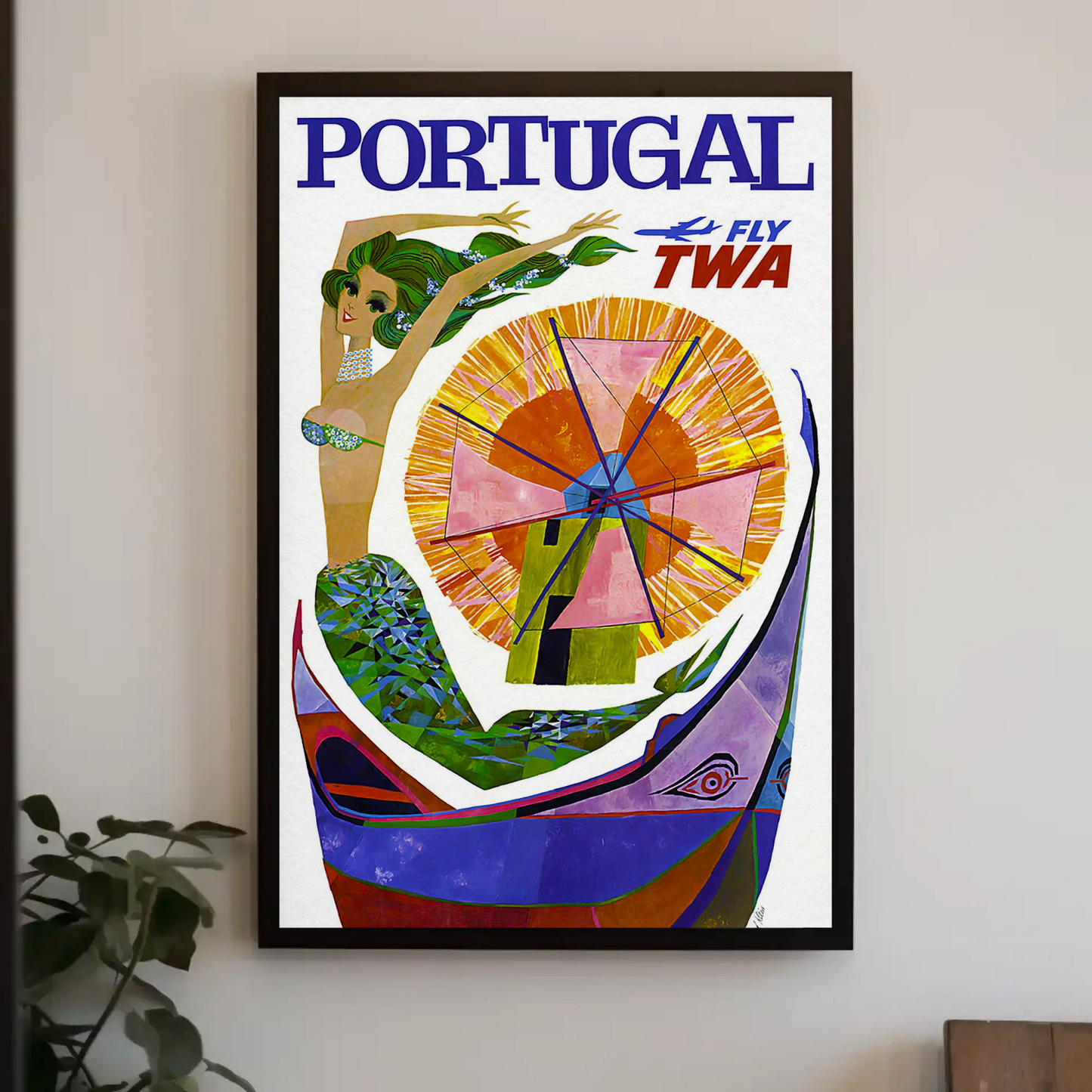 Fly TWA to Portugal Vintage Travel Poster
