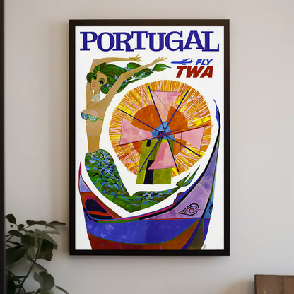 Fly TWA to Portugal Vintage Travel Poster