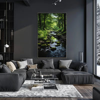 Tranquil Forest Stream Artistic Nature Poster