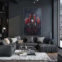 Gothic Chandelier With Skulls Poster