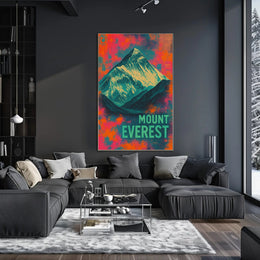Mount Everest Abstract Art, Vibrant Modern National Park Poster