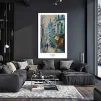 Picturesque Parisian Street Scene Watercolor Urban or Cityscape Poster PosterGoat