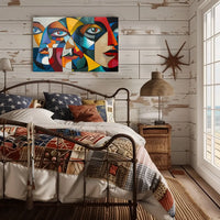 Cubist Faces Abstract Art Poster for Modern Interiors