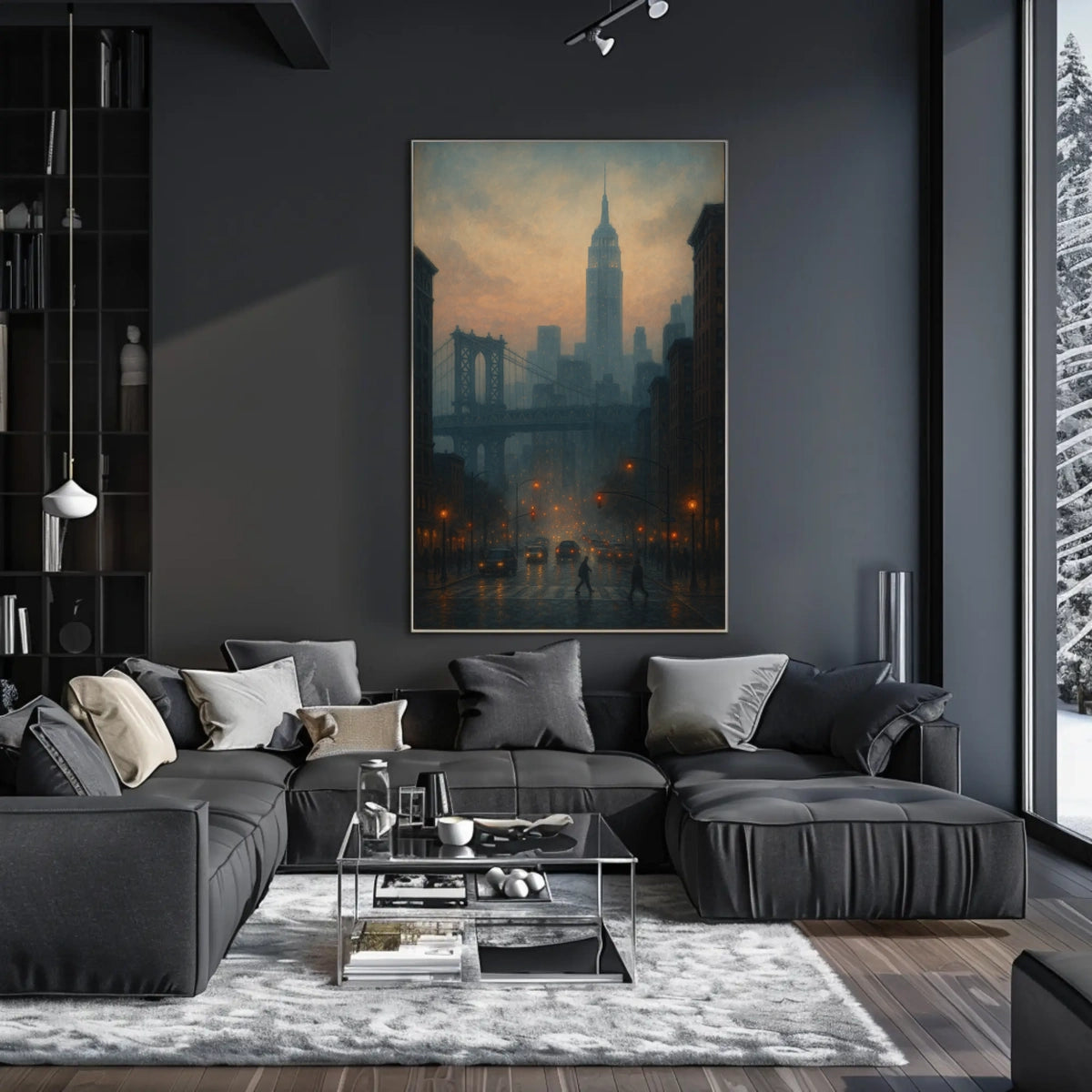 New York City Skyline Poster Abstract Moody Wall Art