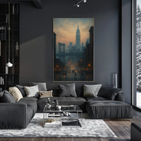 New York City Skyline Poster Abstract Moody Wall Art