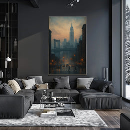 New York City Skyline Poster Abstract Moody Wall Art