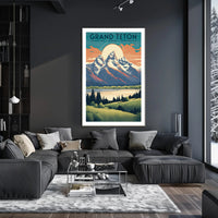 Grand Teton Scenic Vintage Travel Poster Print