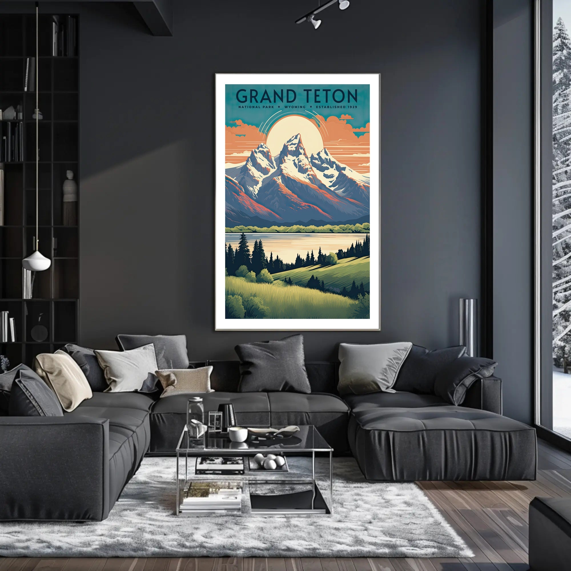Grand Teton Scenic Vintage Travel Poster Print