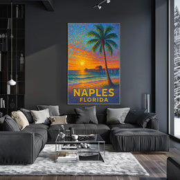 Naples Florida Sunset Poster Coastal Wall Art Decor