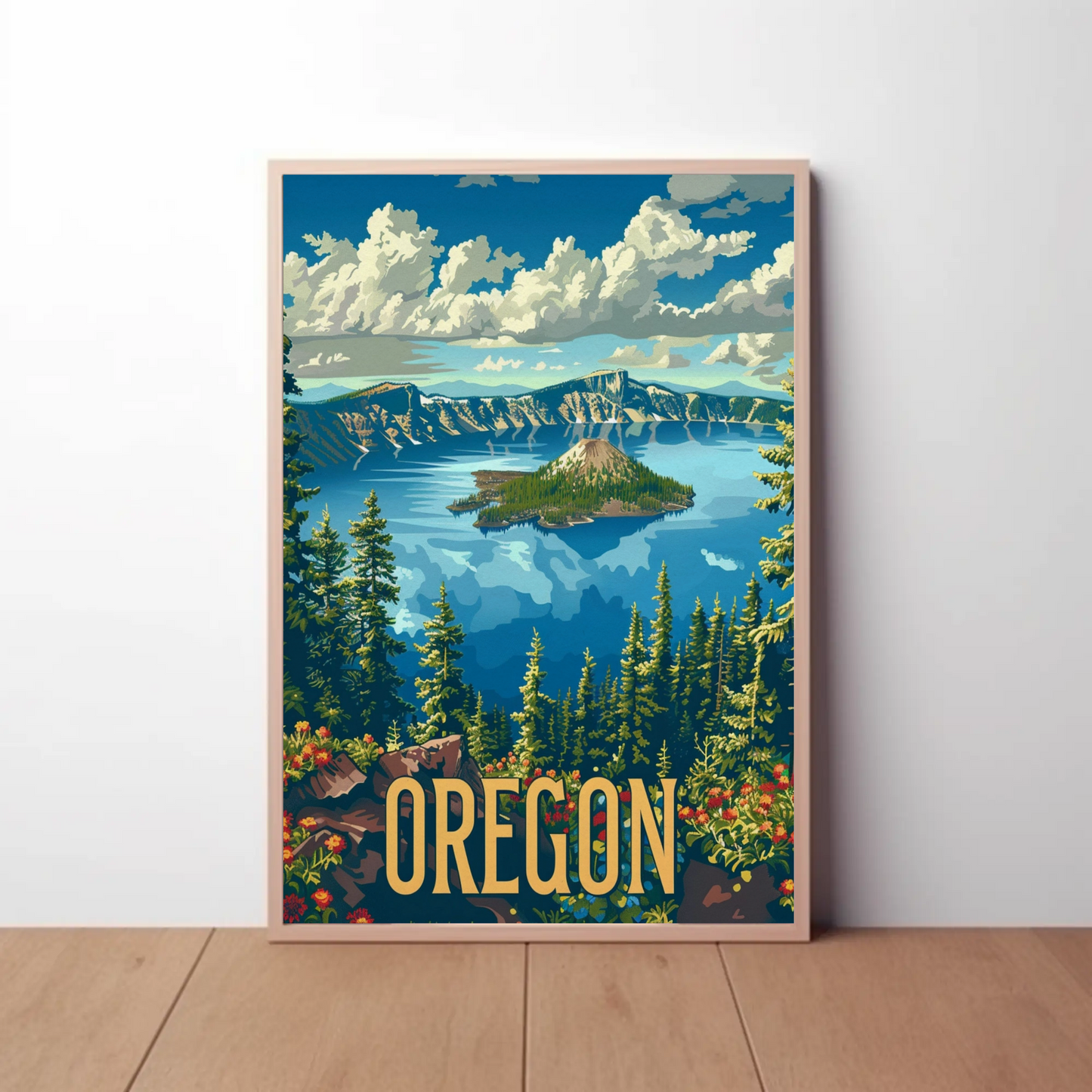 Oregon Crater Lake Wilderness Vista Travel Poster