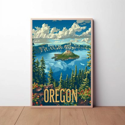 Oregon Crater Lake Wilderness Vista Travel Poster