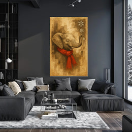 Festive Elephant in Winter Poster
