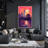 Manhattan Skyline at Sunset Poster