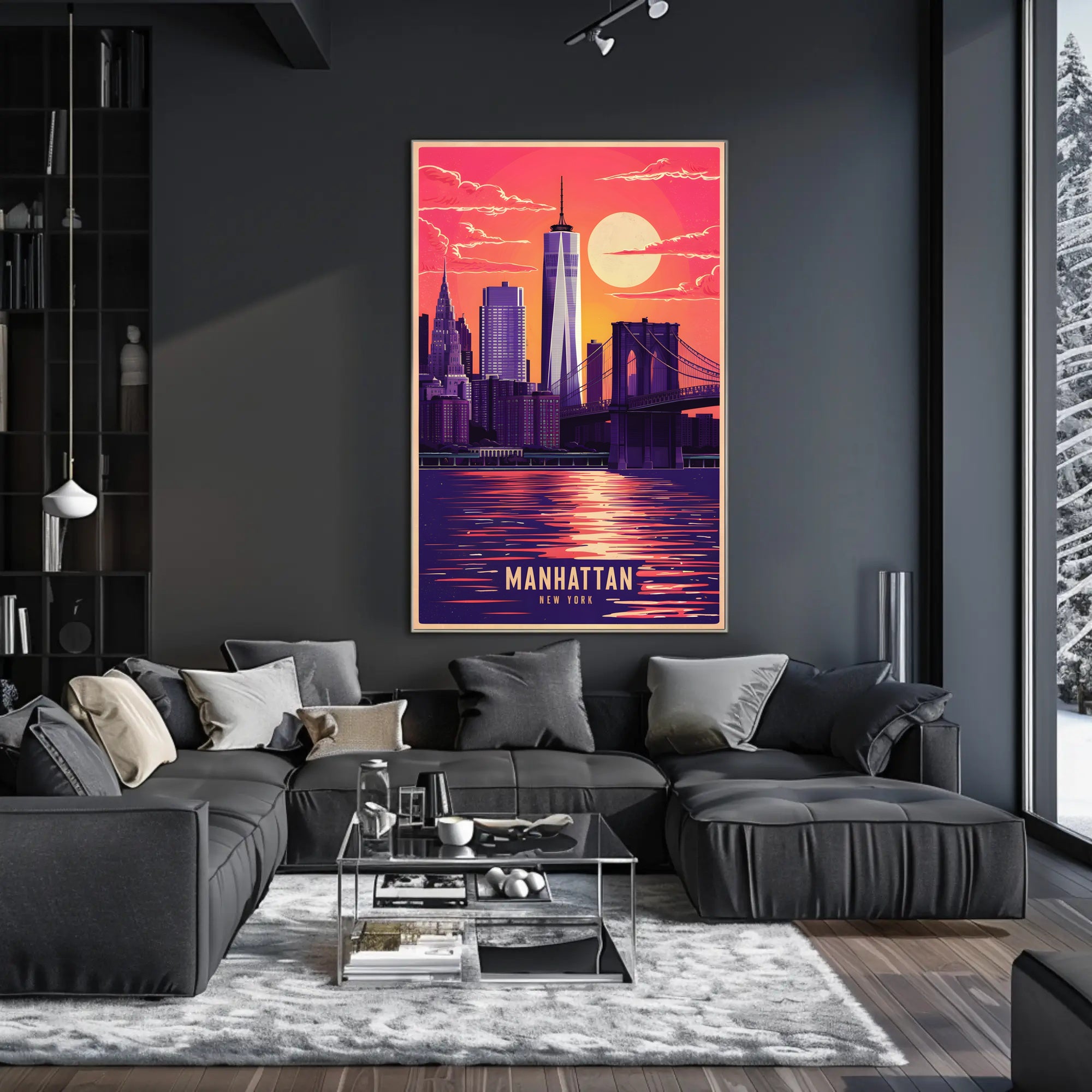 Manhattan Skyline at Sunset Poster