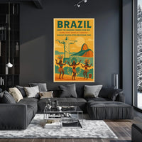 Brazil Vintage Travel Poster: Carnival & Christ the Redeemer