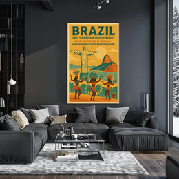 Brazil Vintage Travel Poster: Carnival & Christ the Redeemer