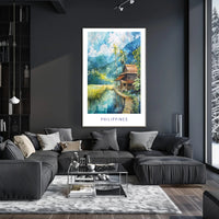 Serene Philippine Scene Watercolor Artistic Poster PosterGoat