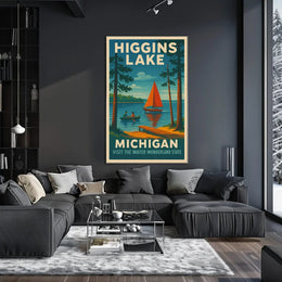 Higgins Lake Vintage Travel Poster PosterGoat