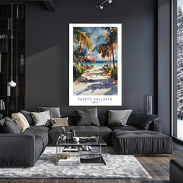 Tropical Beach Watercolor Art Travel Poster PosterGoat