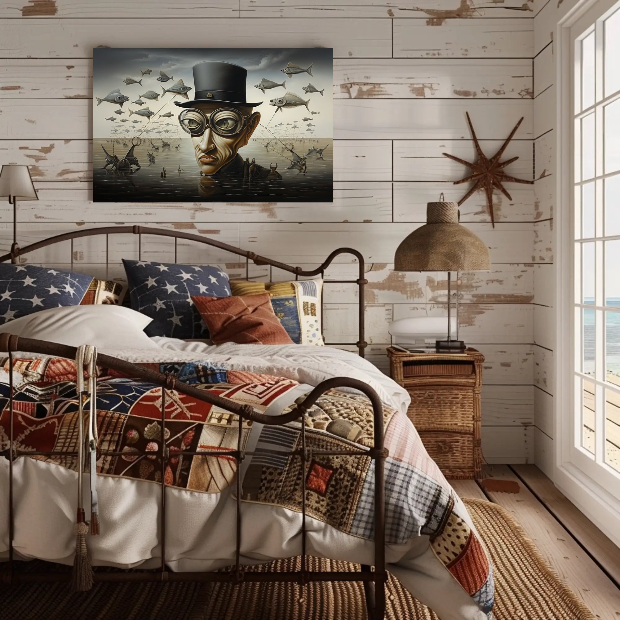 Surrealistic Scene with Flying Fish Fantasy or Mythology Poster