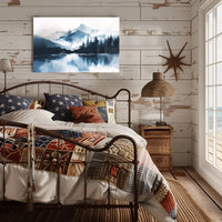 Serene Snowy Mountain Watercolor Landscape Poster