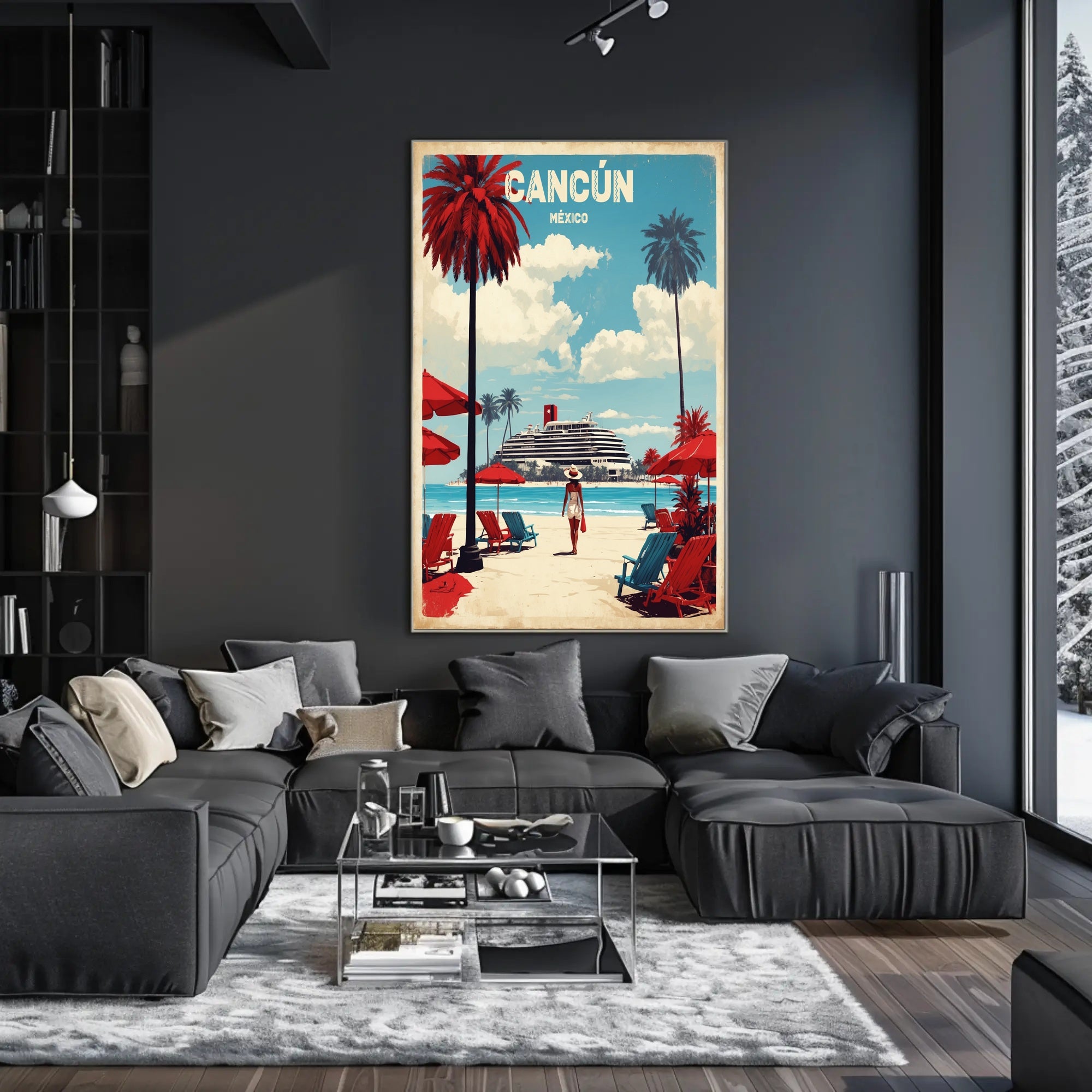 Cancún Retro Beach Travel Poster