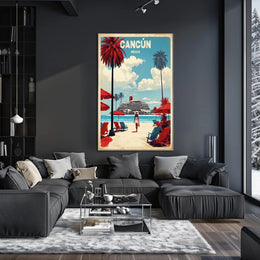 Cancún Retro Beach Travel Poster