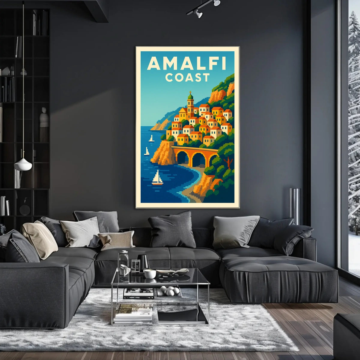 Amalfi Coast Poster Wall Art Mediterranean Scenic Print