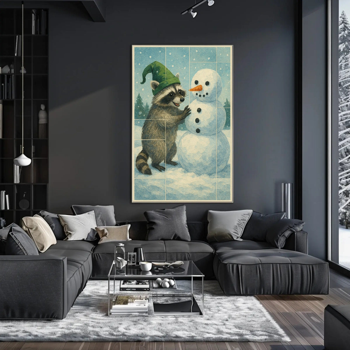 Winter Wonderland With Raccoon Poster