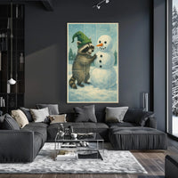 Winter Wonderland With Raccoon Poster