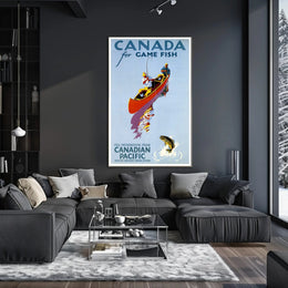 Fishing Adventure in Canada Vintage Travel Poster PosterGoat