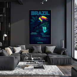 Brazilian Wildlife Adventure: Neon Rainforest Art Poster
