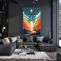 Rocket Launch Against Cosmic Backdrop Space or Astronomy Poster