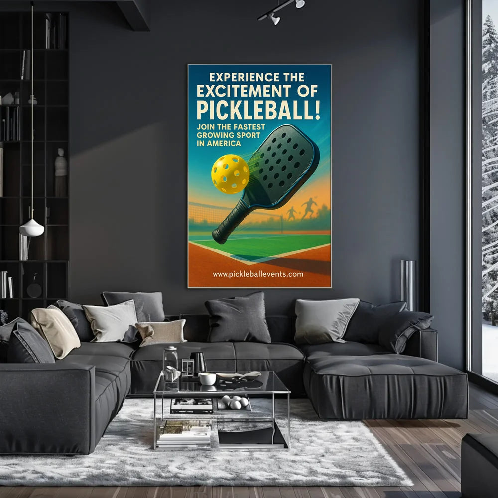 Pickleball Paddle in Action: Vibrant Sports Poster PosterGoat