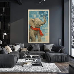 Winter Elephant Delight Poster