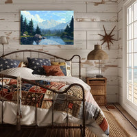 Tranquil Mountain Lake Vintage Travel Poster Art