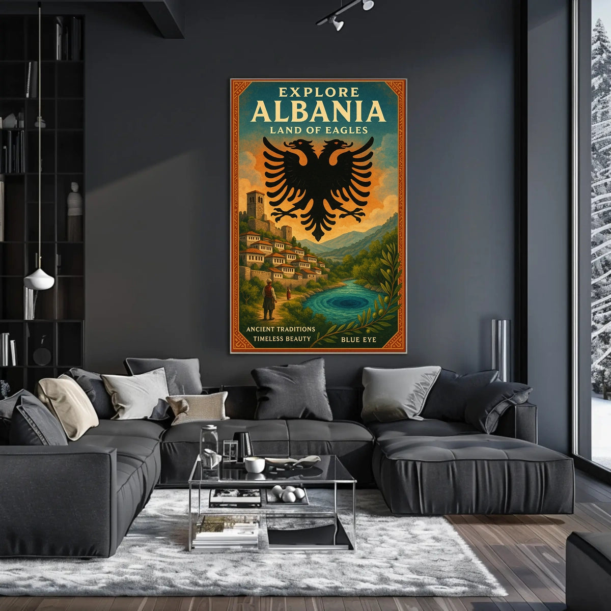 Albania Scenic Landscape Vintage Architecture Traditions Poster