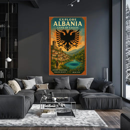 Albania Scenic Landscape Vintage Architecture Traditions Poster